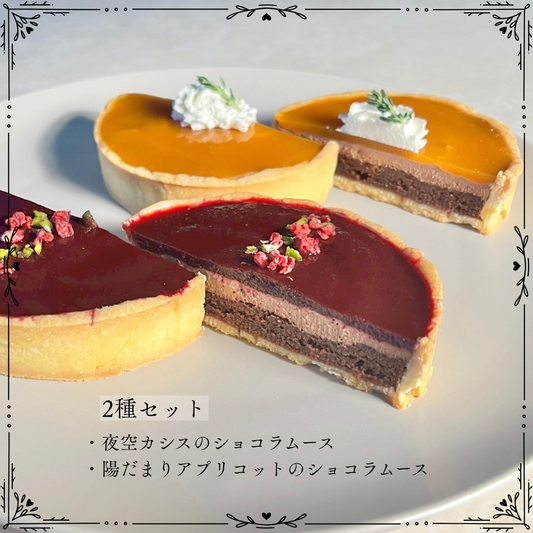 【二種セット】陽だまりアプリコット&夜空カシスのショコラムース【米粉生地使用】